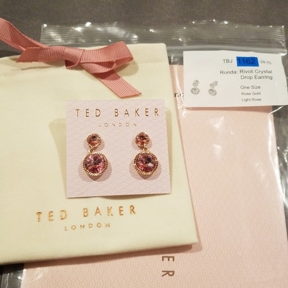 💕TED BAKER LONDON💕 Ronda Rivoli Crystal Earrings ~ Pale Pink NWT - Picture 7 of 8